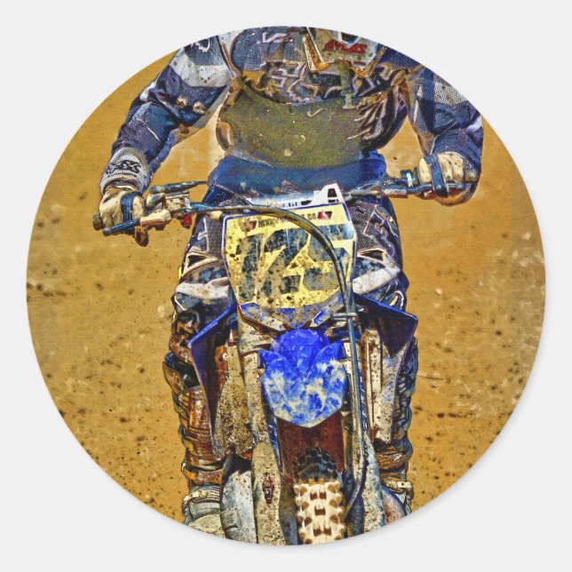 Dirt-Biking Moto-X Champ Designer #Gift Classic Round Sticker (Front)
