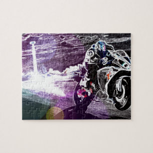 dirt biking motocross racing Motorcycle biker Jigsaw Puzzle