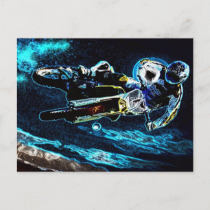 dirt biking motocross racing Motorcycle biker Postcard