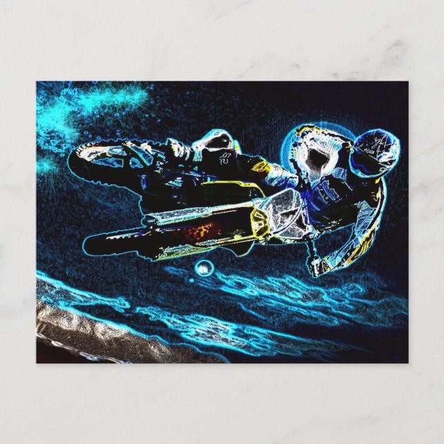 dirt biking motocross racing Motorcycle biker Postcard (Front)