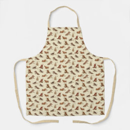 Dirt Digging Dogs - beach vacation pattern. Apron