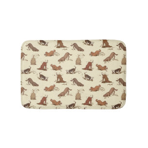 Dirt Digging Dogs - beach vacation pattern. Bath Mat