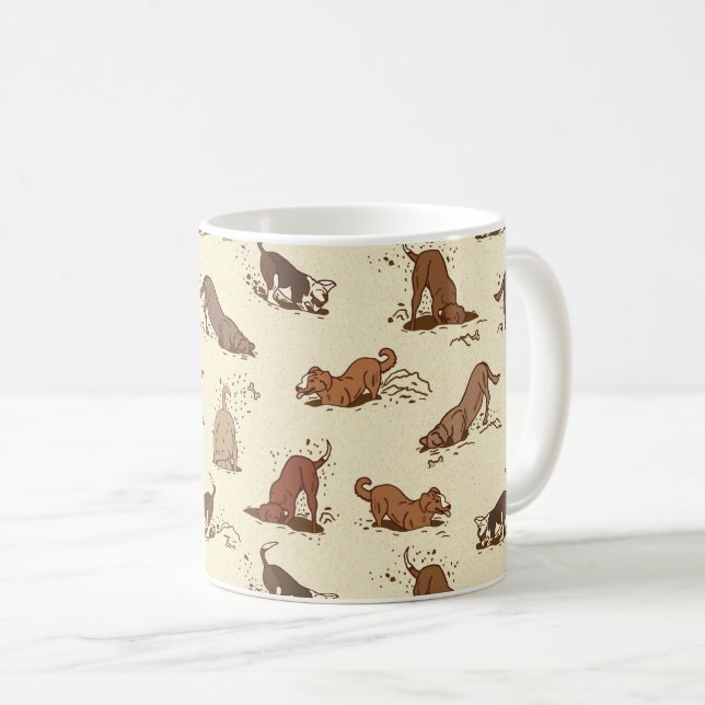 Dirt Digging Dogs - beach vacation pattern.   Coffee Mug (Front Right)