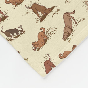 Dirt Digging Dogs - beach vacation pattern.   Fleece Blanket