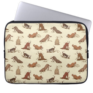 Dirt Digging Dogs - beach vacation pattern.   Laptop Sleeve