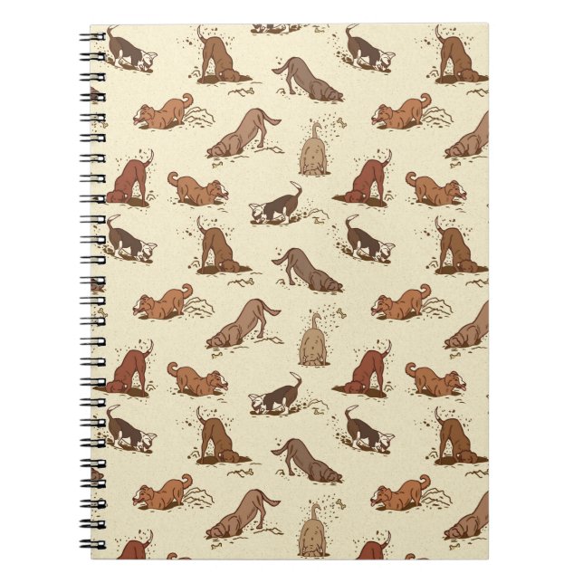 Dirt Digging Dogs - beach vacation pattern.   Notebook (Front)