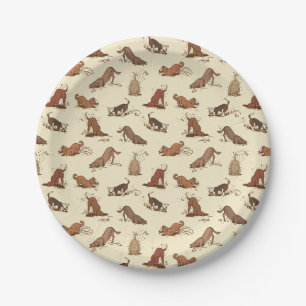 Dirt Digging Dogs - beach vacation pattern.   Paper Plate
