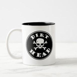 Dirt Head, Black Text with Skull Two-Tone Coffee Mug