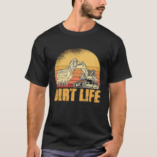 Dirt Life Retro Sunset Excavator T-Shirt