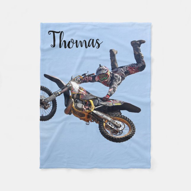 Dirt Motorcycle Bike Motocross Racing Personalised Fleece Blanket (Front)