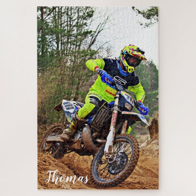 Dirt Motorcycle Bike Motocross Racing Personalised Jigsaw Puzzle (Vertical)