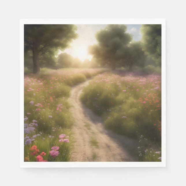 Dirt Path In Wildflower Meadow Napkin (Front)