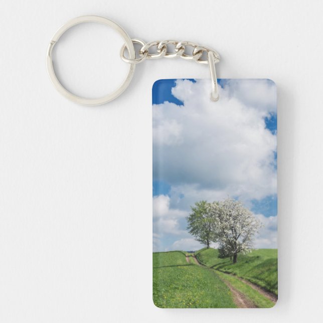 Dirt Road and Apple Trees Key Ring (Front)