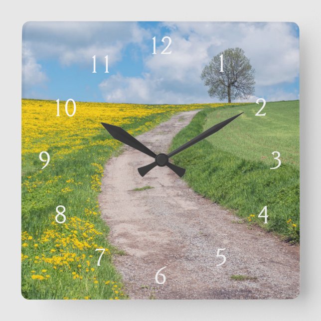 Dirt Road and Tree Square Wall Clock (Front)