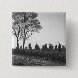 Dirt road by field B&W 15 Cm Square Badge