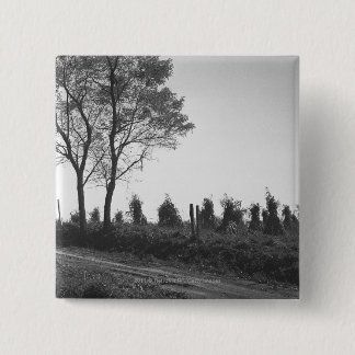 Dirt road by field B&W 15 Cm Square Badge