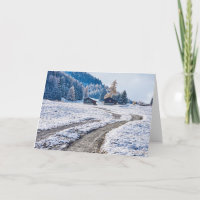Dirt Road in the Snow Ground, European Alps