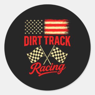 Dirt Track Racing - American Flag, Motorsrt  Classic Round Sticker