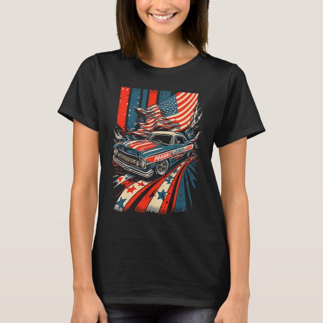 Dirt Track Racing Automobile Race American Indepen T-Shirt (Front)