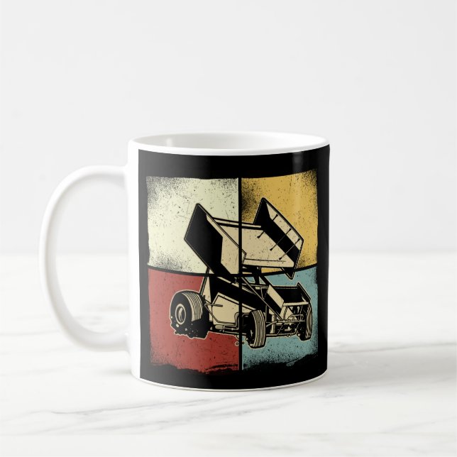 Dirt Track Racing Retro Sprint Car Sprint Car Coffee Mug (Left)