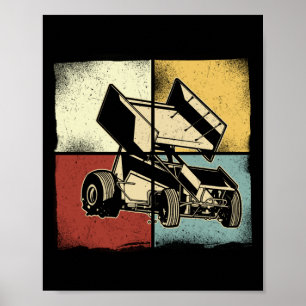 Dirt Track Racing Retro Sprint Car Sprint Car Poster