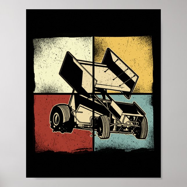 Dirt Track Racing Retro Sprint Car Sprint Car Poster (Front)
