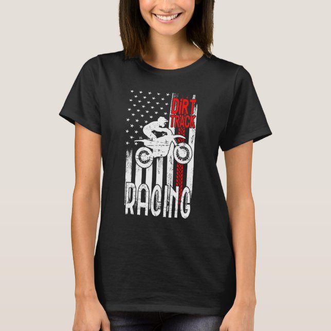 Dirt Up American Flag Motocross Motorcycle T-Shirt (Front)
