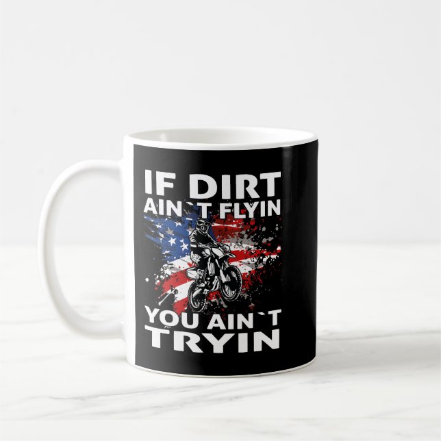 Dirtbike Motocross Dirt bike dad MX US Flag Coffee Mug (Left)
