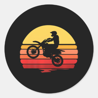 Dirtbike Motocross Sunset Classic Round Sticker