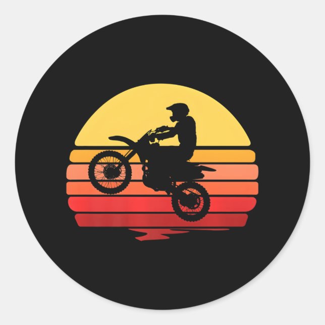 Dirtbike Motocross Sunset Classic Round Sticker (Front)