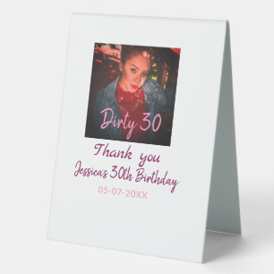 Dirty 30 Birthday add name pink add photo date