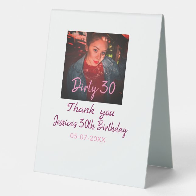Dirty 30 Birthday add name pink add photo date (Front)