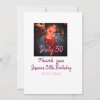 Dirty 30 Birthday add name pink add photo date