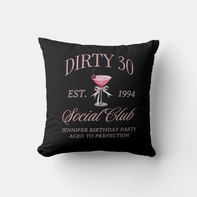 Dirty 30 Coquette Martini With a Bow  Cushion (Front)