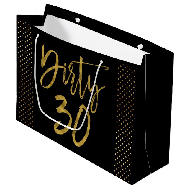 Dirty 30 Gold Foil Birthday Gift Bag (Front Angled)
