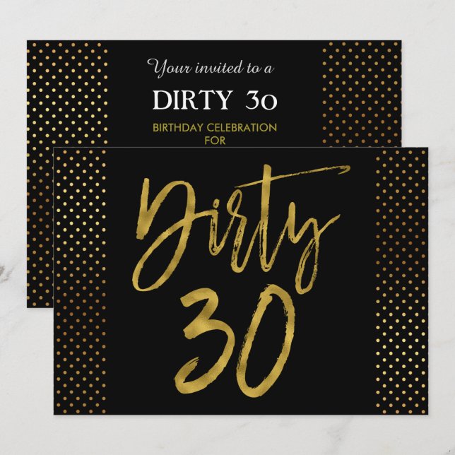 Dirty 30 Gold Foil Birthday Invitation (Front/Back)