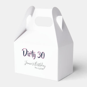 Dirty 30 happy birthday name date pink gray callig favour box