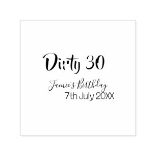 Dirty 30 happy birthday name date pink gray callig self-inking stamp