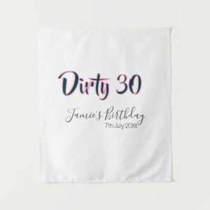 Dirty 30 happy birthday name date pink gray callig tapestry