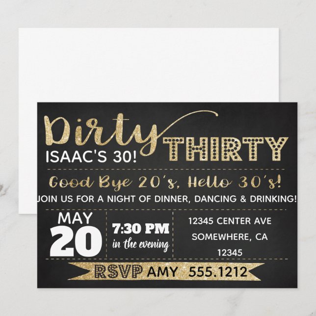 DIRTY 30 INVITATION (Front/Back)