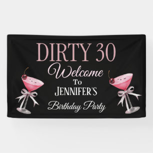 Dirty 30 Pink and Black Coquette  Banner