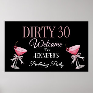 Dirty 30 Pink and Black Coquette  Poster