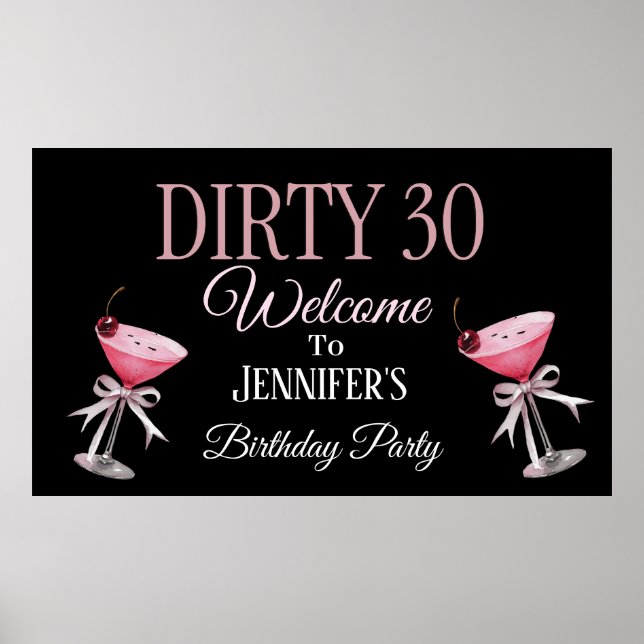 Dirty 30 Pink and Black Coquette  Poster (Front)