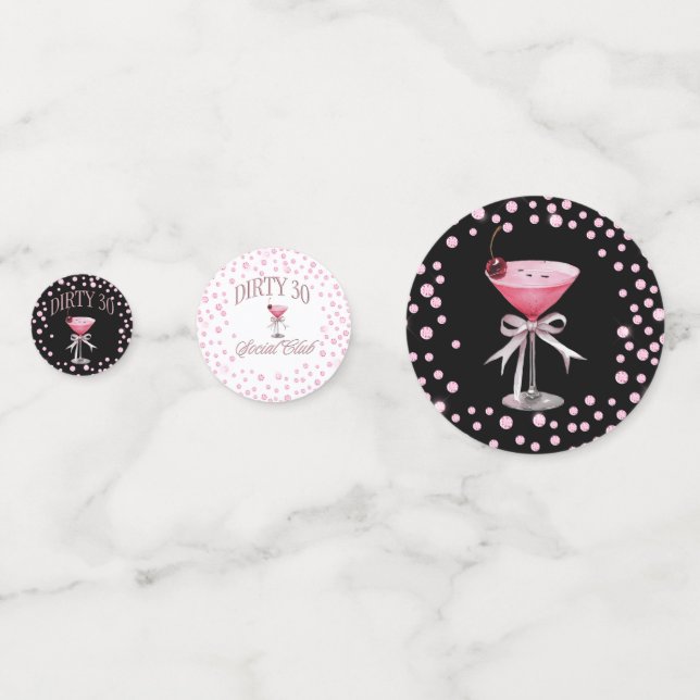 Dirty 30 Pink Coquette Birthday Party Confetti (Fronts)