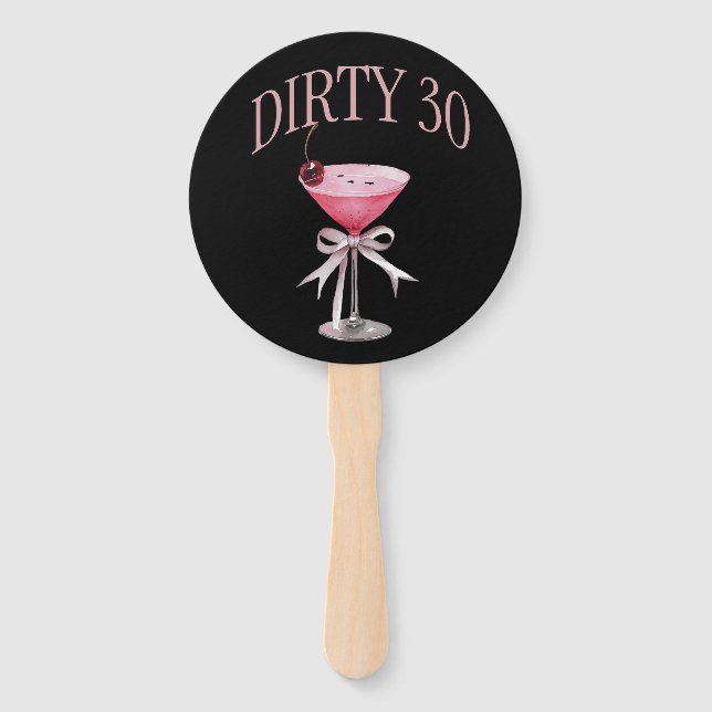 Dirty 30 Pink Coquette Birthday Party Hand Fan (Front)