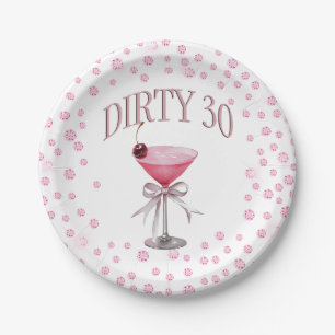 Dirty 30 Pink Coquette Birthday Party Paper Plate