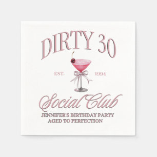 Dirty 30 pink Coquette Martini Themed  Napkin