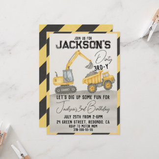 Dirty 3rd-y Construction Birthday invitation