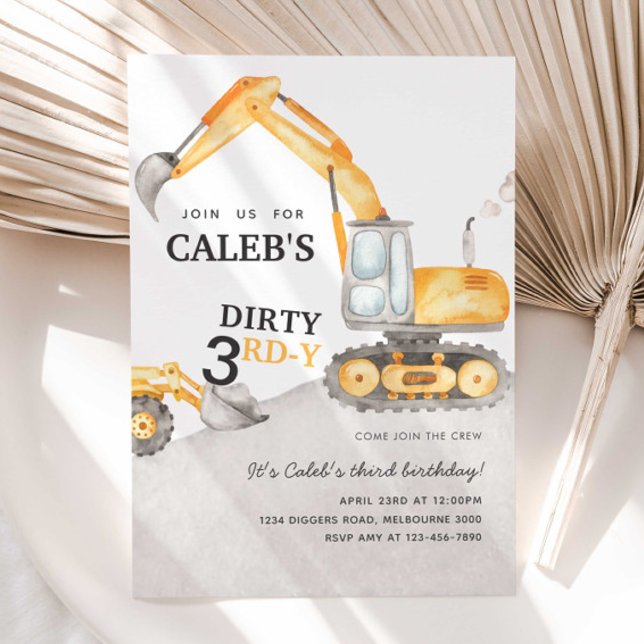 Dirty 3RD-Y Construction Birthday Party Invitation (Creator Uploaded)