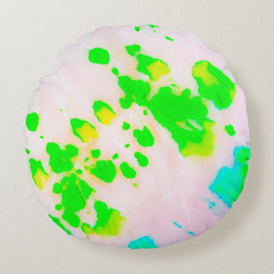 Dirty Art Graffiti. Abstract Decorative Sunny Ikat Round Cushion